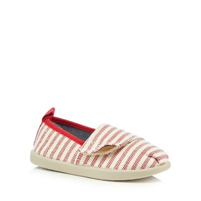 bluezoo Boys' red striped print canvas slip-on shoes